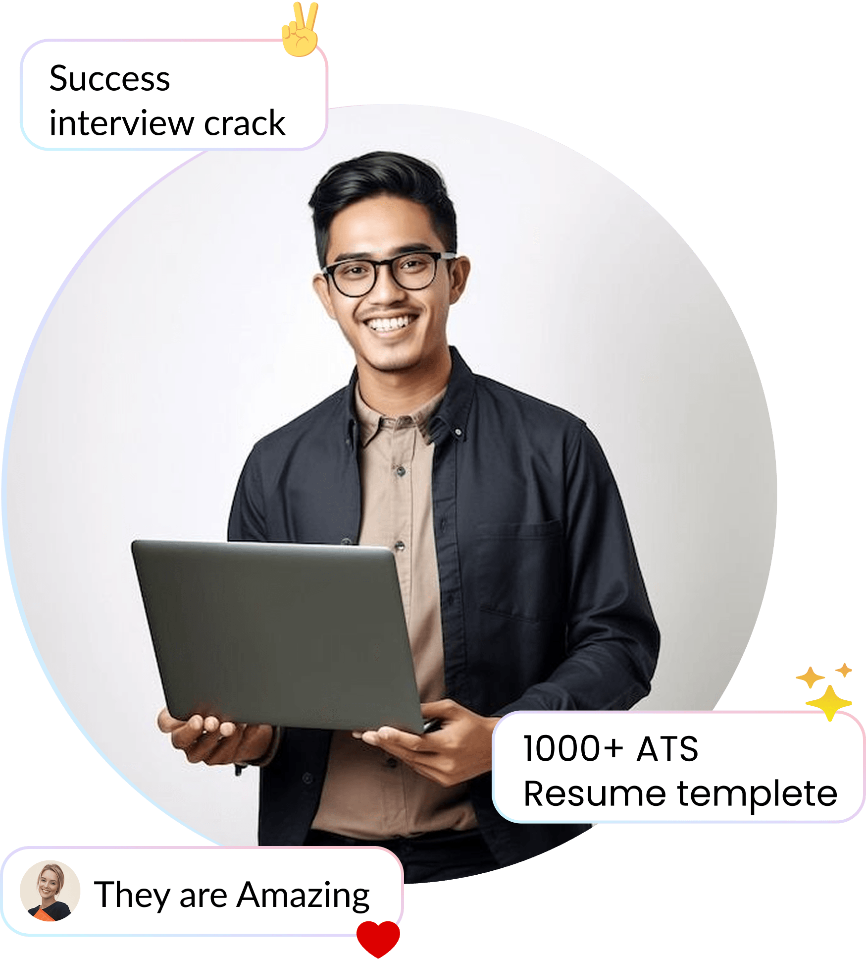 Woman working happily on laptop